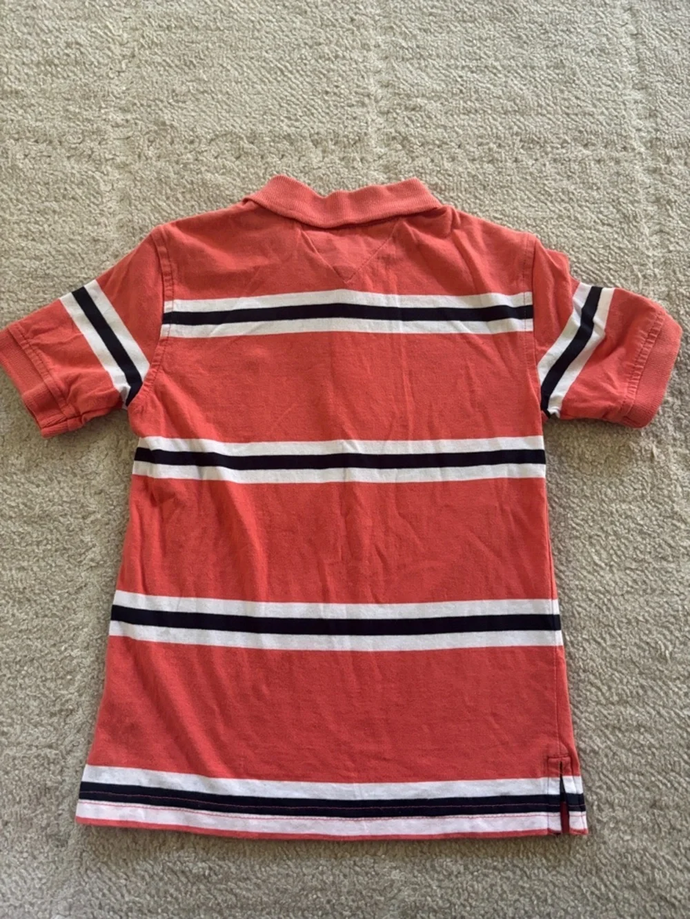 Tommy Hilfiger Coral Polo with Navy & White Stripes